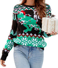 Load image into Gallery viewer, Cartoon Print Knitted Crew Neck Ugly Christmas Sweater
