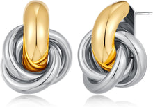 Load image into Gallery viewer, 18K Gold Knot Stud Small Twisted Earring
