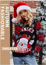 Load image into Gallery viewer, Ugly Christmas Sweater Santa Claus Printed Embroidered Round Neck Knit Sweater
