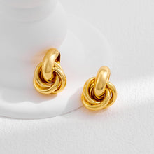 Load image into Gallery viewer, 18K Gold Knot Stud Small Twisted Earring
