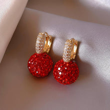 Load image into Gallery viewer, Red Strawberry Rhinestone Earrings
