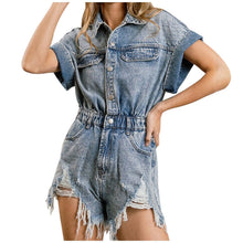 Load image into Gallery viewer, Casual Denim Button Down Romper
