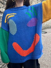 Load image into Gallery viewer, Feel Good Knit Colorful Smiley Face Loose Pullover Sweater
