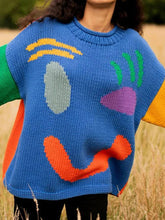 Load image into Gallery viewer, Feel Good Knit Colorful Smiley Face Loose Pullover Sweater
