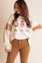 Load image into Gallery viewer, Funny Sequins Nutcracker Soldier Graphic Slit Crewneck Long Sleeve Christmas Sweatshirt
