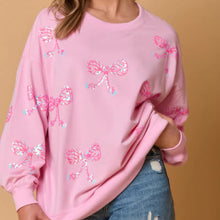 Load image into Gallery viewer, Bow Sequin Casual Loose Long Sleeve Sweatshirt
