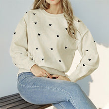 Load image into Gallery viewer, Women&#39;s Valentine&#39;s Day Heart Print Round Neck Sweater
