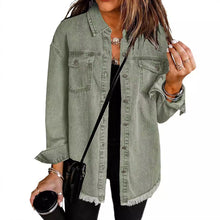 Load image into Gallery viewer, Casual Buttons Down Distressed Denim Jacket
