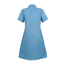 Load image into Gallery viewer, Collar Buttons Down Tiered Midi Denim Dress
