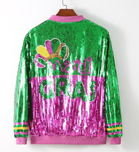 Load image into Gallery viewer, Sequenced Mardi Gras Comedy Tragedy Jacket
