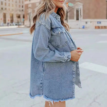 Load image into Gallery viewer, Casual Buttons Down Distressed Denim Jacket
