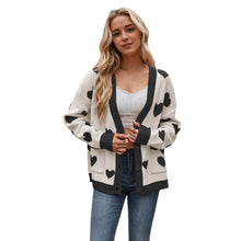 Load image into Gallery viewer, Heart Button Up Dropped Shoulder Long Sleeve Cardigan
