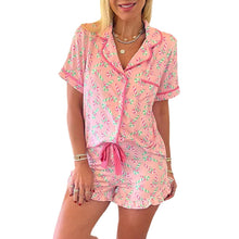 Load image into Gallery viewer, Candy Cane Top and Shorts Pajama Set
