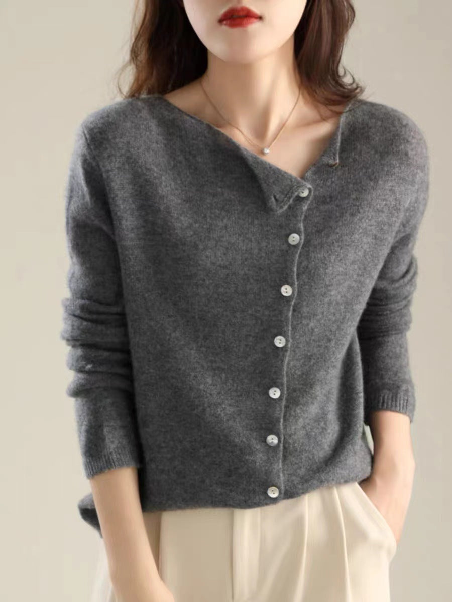 Classic Buttons Down Crew Neck Knitted Cardigan