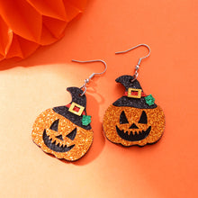 Load image into Gallery viewer, Gold Flame Halloween Pumpkin Dangle Earrings
