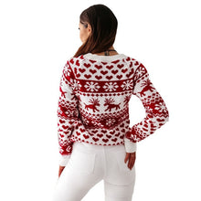 Load image into Gallery viewer, Christmas Elk Snowflake Heart Long Sleeves Knitted Sweater
