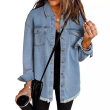 Load image into Gallery viewer, Casual Buttons Down Distressed Denim Jacket
