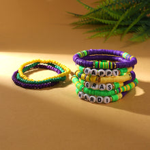 Load image into Gallery viewer, Happy Mardi Gras Beaded Layered Bracelet Set
