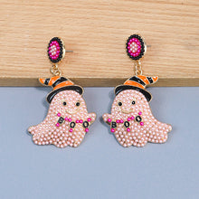 Load image into Gallery viewer, Spooky Chic Halloween &quot;&quot;BOO&quot;&quot; Bead Ghost Drop Earrings
