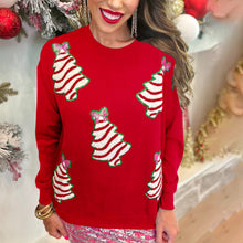 Load image into Gallery viewer, Bow Tree Sequins Long Sleeve Christmas Sweatshirt
