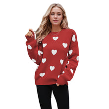 Load image into Gallery viewer, Heart Pattern Lantern Sleeve Round Neck Sweater
