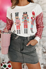 Load image into Gallery viewer, Sequin Nutcracker Round Neck Long Sleeve Sweatshirt
