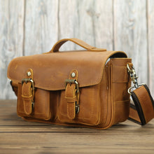 Load image into Gallery viewer, Crossbody Vintage Camera Leather Messenger Bag
