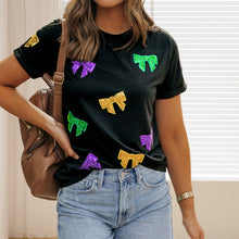 Load image into Gallery viewer, Mardi Gras Sequin Crew Neck T-shirt
