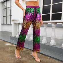 Load image into Gallery viewer, Mardi Gras Color Block Sequins Pants
