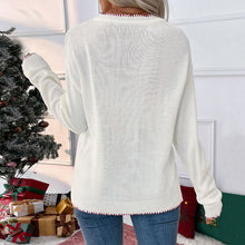 Load image into Gallery viewer, Holiday Bow Round Neck Long Sleeve Sweater
