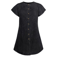 Load image into Gallery viewer, Buttons Down Short Sleeves Denim Mini Dress
