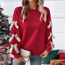 Load image into Gallery viewer, Red Lace Bow Pullover Sweatshirt
