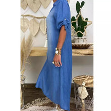 Load image into Gallery viewer, Washe Collar Maxi Denim Dress
