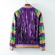 Load image into Gallery viewer, Sparkly Long Sleeve Trendy Party Club Mardi Gras Zipper Jacket
