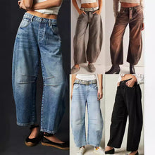 Load image into Gallery viewer, Mid Waiste Wide Leg Denim Jeans
