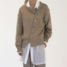 Load image into Gallery viewer, Irregular Buttons Down Dropped Shoulder Long Sleeve Knitted Cardigan
