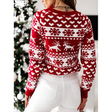 Load image into Gallery viewer, Christmas Elk Snowflake Heart Long Sleeves Knitted Sweater
