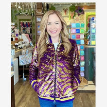 Load image into Gallery viewer, Mardi Gras Sequins Bomber Jacket
