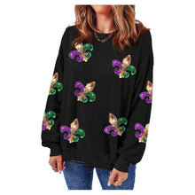 Load image into Gallery viewer, Mardi Gras Fleur de Lis Sequins Pullover Sweater
