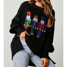 Load image into Gallery viewer, Sequin Christmas Nutcracker Round Neck Sweatshirt
