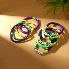 Load image into Gallery viewer, Happy Mardi Gras Beaded Layered Bracelet Set
