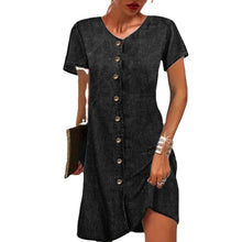 Load image into Gallery viewer, Buttons Down Short Sleeves Denim Mini Dress
