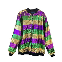 Load image into Gallery viewer, Mardi Gras Sequins Bomber Jacket
