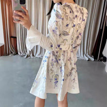 Load image into Gallery viewer, White Floral Print Long Sleeves Mini Dress
