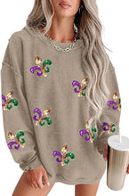 Load image into Gallery viewer, Glitter Mardi Gras Fleur de Lis Sequins Sweatshirt
