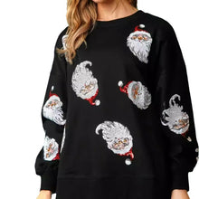 Load image into Gallery viewer, Christmas Sequin Santa French Terry Sweatshirt
