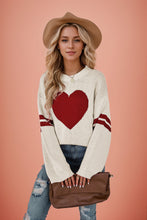 Load image into Gallery viewer, Valentines Heart  Long Sleeve Crew Neck Chunky Knitted Pullover Ribbed Sweater
