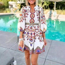 Load image into Gallery viewer, Ethnic Bohemian Long Sleeves Printed Pockets Mini Dress
