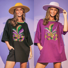 Load image into Gallery viewer, Mardi Gras Sequin T-Shirt Dress
