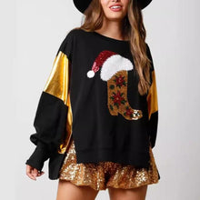 Load image into Gallery viewer, Christmas Sequined  Boots Long-sleeved Casual Sweatshirt
